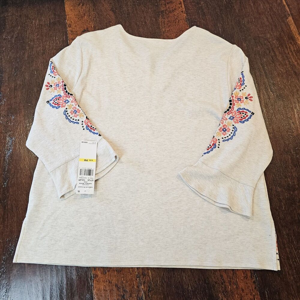 ALFRED DUNNER petite m embroidered knit top nwt boho harvest moon lagenlook - Picture 11 of 11